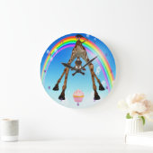 Grappige fantastisch giraffe met cupcake & regenbo grote klok (Huis)