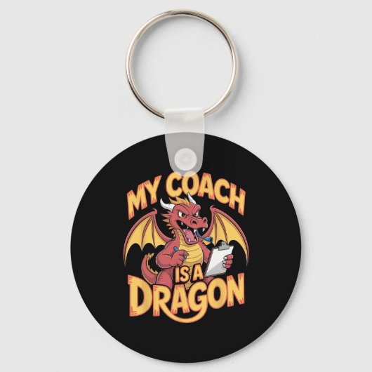 Grappige Fantasy Schets Coach Competitie Speler Hu Sleutelhanger (Voorkant)