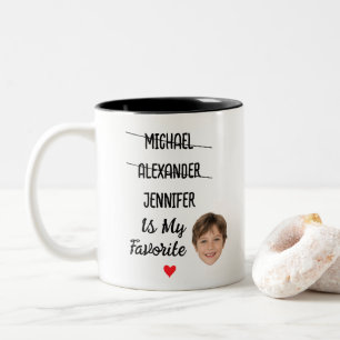 Grappige Favoriete Kind Mok met 3 Namen & Gezichts