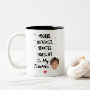 Grappige Favoriete Kind Mok met 4 Namen & Gezichts