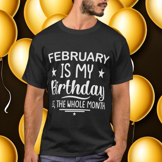 grappige februari Maand Birthday unisex word art T-shirt