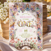 Grappige feeëntuin 1e verjaardag Uitnodiging