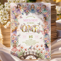 Grappige feeëntuin 1e verjaardag Uitnodiging