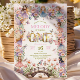 Grappige feeëntuin 1e verjaardag Uitnodiging