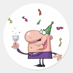 Grappige Feest Dier Cartoon Man Ronde Sticker