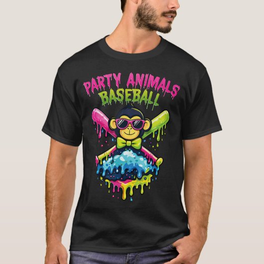 Grappige Feest Dieren Honkbal Grappig T-shirt (Voorkant)