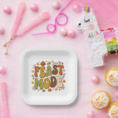 Grappige Feest Modus Retro Thanksgiving Papieren Bordje (Feest)