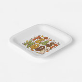 Grappige Feest Modus Retro Thanksgiving Papieren Bordje (Gebogen)