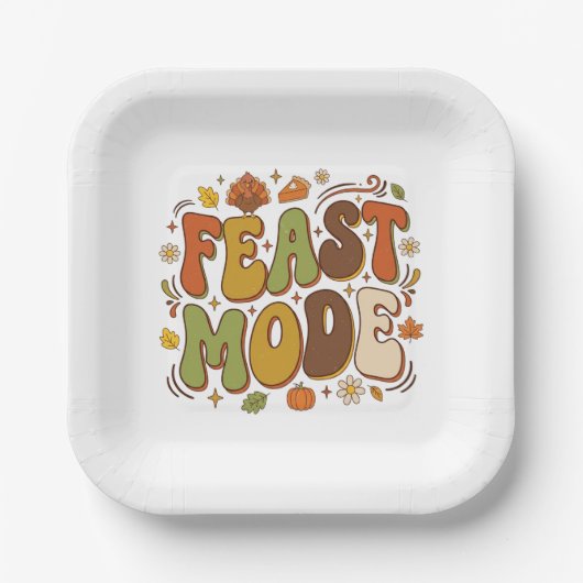 Grappige Feest Modus Retro Thanksgiving Papieren Bordje (Voorkant)