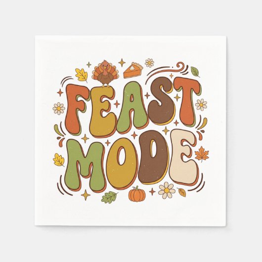 Grappige Feest Modus Retro Thanksgiving Servet (Voorkant)