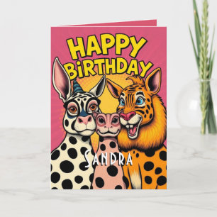 Grappige feestbeesten Schattige Happy Birthday Kaart