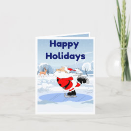 Grappige Feestdagen Kaart, Santa schaatsen, Humor  Kaart