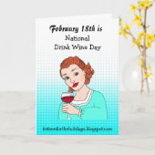 Grappige Feestdagen Nationale Drank Wijn Dag Kaart (Gele Bloem)