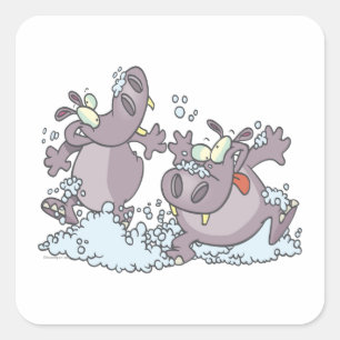 grappige feestdierentuindis in cartoon sud vierkante sticker
