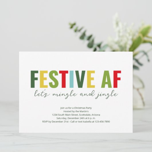 Grappige feestelijke AF Kerst Party uitnodiging (Staand voorkant)