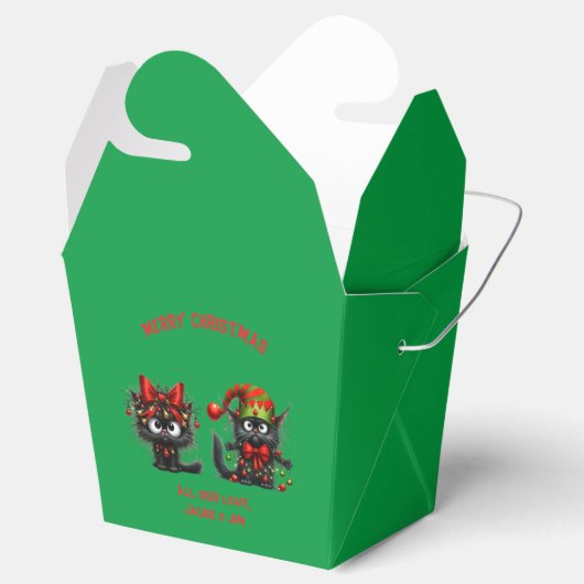 Grappige feestelijke Frazzled Black Christmas Cats Bedankdoosjes (Geopend)