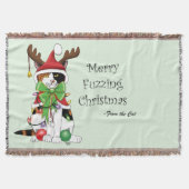 Grappige Feestelijke Groene Calico Kerstkat Deken (Voorkant)