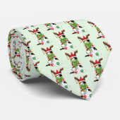 Grappige Feestelijke Groene Calico Kerstkat Stropdas (Opgerold)