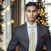 Grappige Feestelijke Groene Calico Kerstkat Stropdas