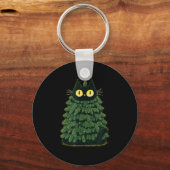 Grappige feestelijke kat in kerstboomlook sleutelhanger (Voorkant)