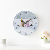 Grappige feestelijke kat thema sneeuwman wandklok (Huis)