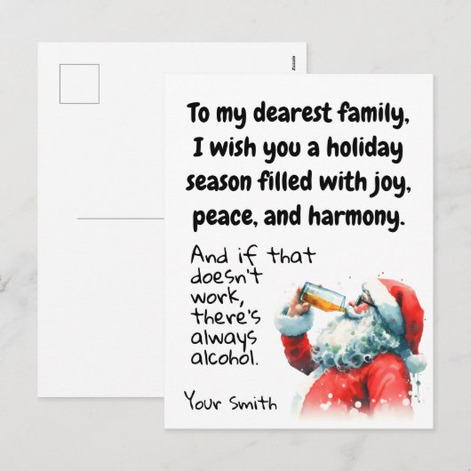 Grappige feestelijke kerst feestdagenkaart (Voorkant / Achterkant)