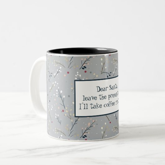 Grappige feestelijke kerst tweekleurige koffiemok (Voorkant links)