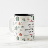 Grappige feestelijke kerst tweekleurige koffiemok (Voorkant links)