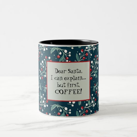 Grappige feestelijke kerst tweekleurige koffiemok (Center)