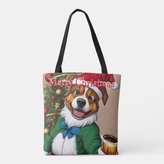 Grappige feestelijke kersthond Canvas tas (Achterkant)