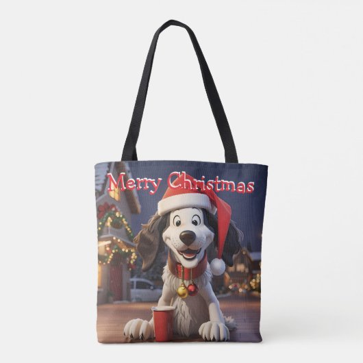 Grappige feestelijke kersthond Canvas tas (Achterkant)