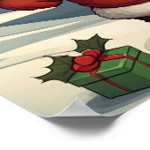Grappige feestelijke kerstman illustratie poster (Hoek)