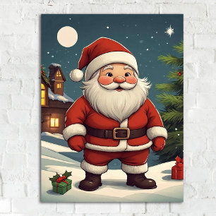 Grappige feestelijke kerstman illustratie poster