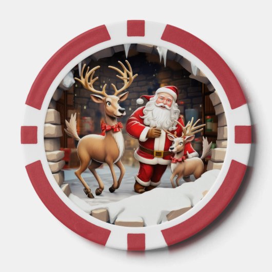 Grappige feestelijke kerstman tekst toevoegen poker chips (Voorkant)