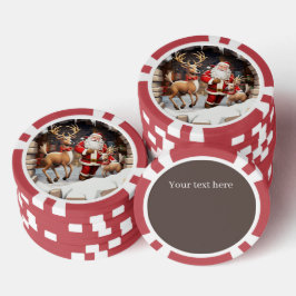 Grappige feestelijke kerstman tekst toevoegen poker chips