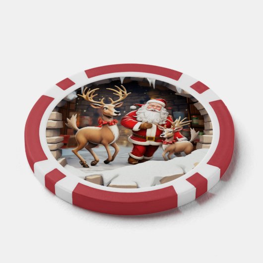 Grappige feestelijke kerstman tekst toevoegen poker chips (Enkel)