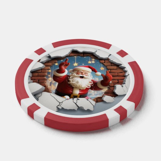 Grappige feestelijke kerstman tekst toevoegen poker chips (Enkel)