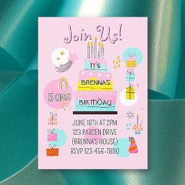 Grappige feestelijke Kinder verjaardagsuitnodiging Kaart