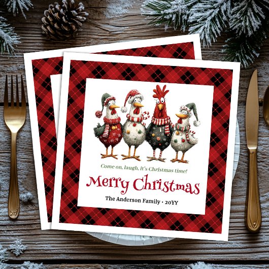 Grappige feestelijke kippen servetten met aanpasba