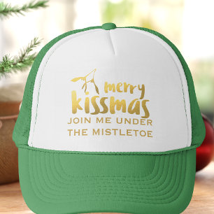 Grappige Feestelijke Mistletoe Kissing Trucker Hoe Trucker Pet