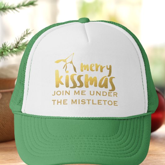 Grappige Feestelijke Mistletoe Kissing Trucker Hoe Trucker Pet