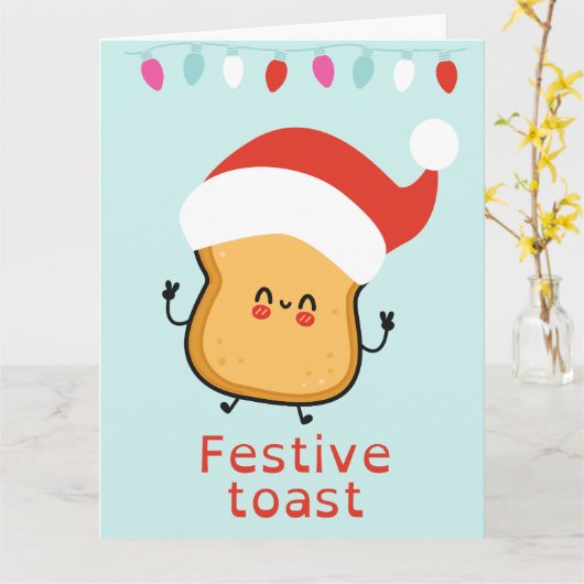Grappige feestelijke toast kerst kaart (Gele Bloem)