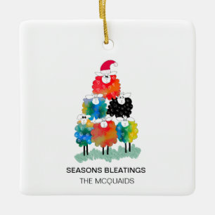 Grappige & Feestelijke Vakantie Schapen Seizoenen Keramisch Ornament