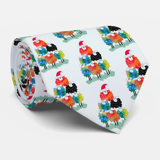 Grappige & Feestelijke Vakantie schapen Stropdas (Opgerold)