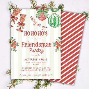 Grappige Feestelijke Vriendenmas Kerstfeest Strepe Kaart