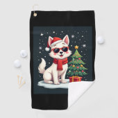 Grappige Feestelijke Zonnebril Hond met Kerstboom  Golfhanddoek (Insitu)