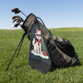Grappige Feestelijke Zonnebril Hond met Kerstboom  Golfhanddoek (Groen)