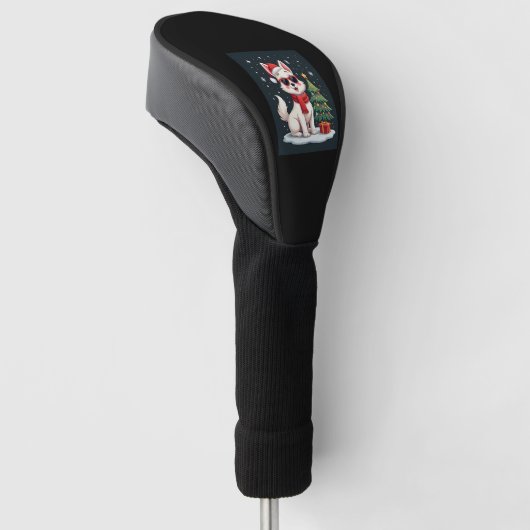 Grappige Feestelijke Zonnebril Hond met Kerstboom  Golfheadcover (Schuin)