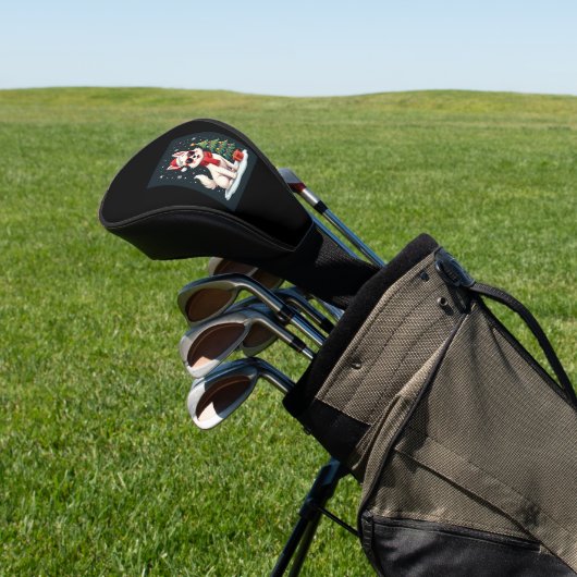 Grappige Feestelijke Zonnebril Hond met Kerstboom  Golfheadcover (Insitu)