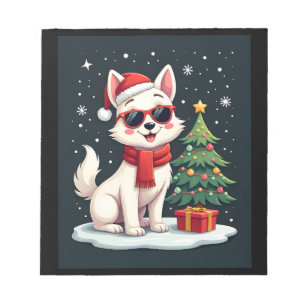 Grappige Feestelijke Zonnebril Hond met Kerstboom  Notitieblok